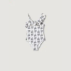 White leaf swim suit